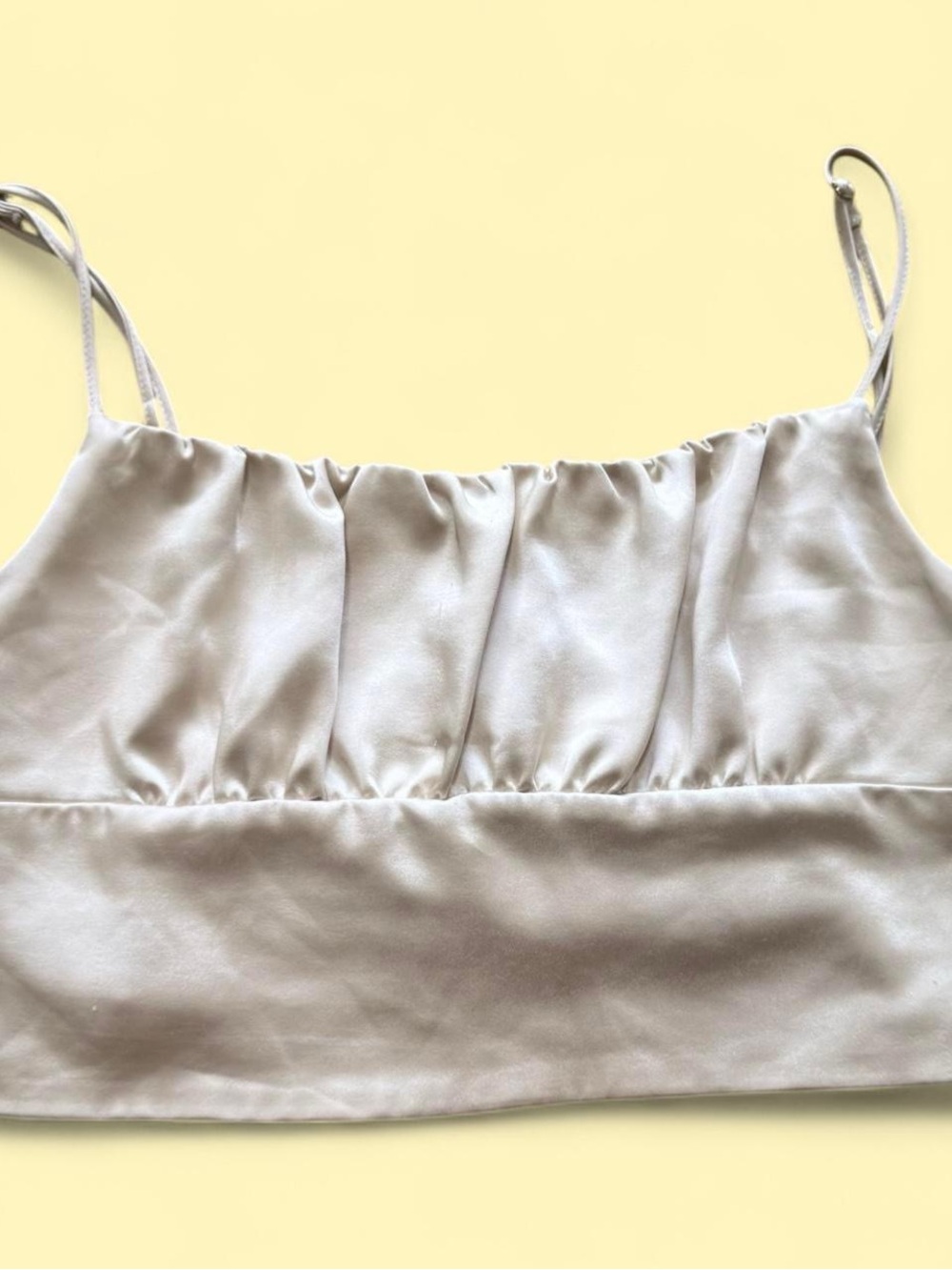 Zara Champagne Colored Ruched Camisole Crop Top